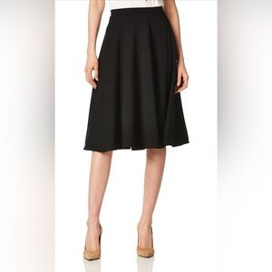 Star Vixen Women's Plus-Size Midi Full Skater Skirt, Black, XL